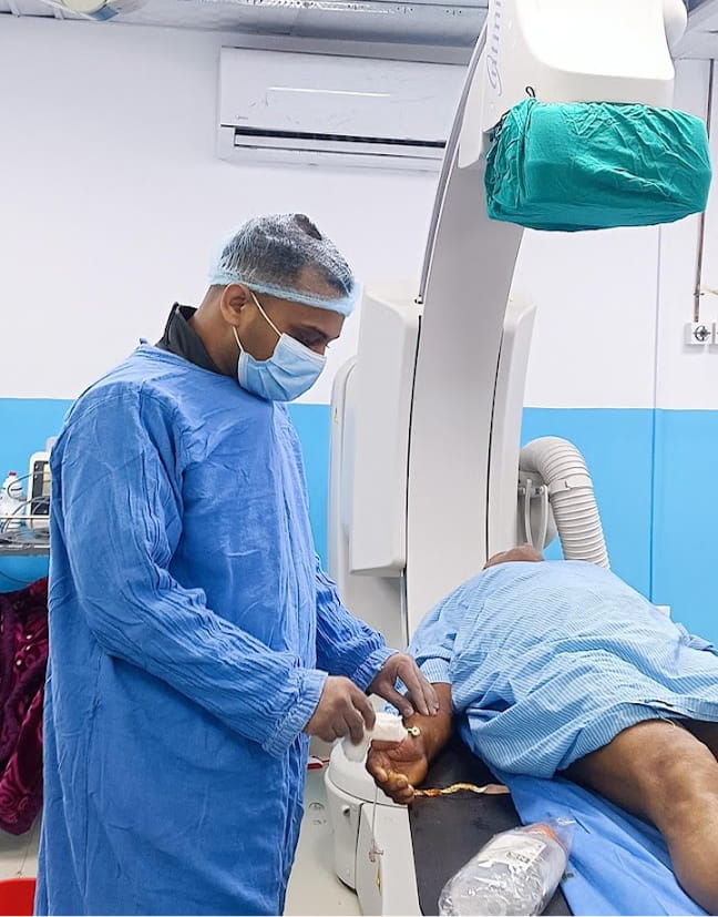 Doctor operating on a patient