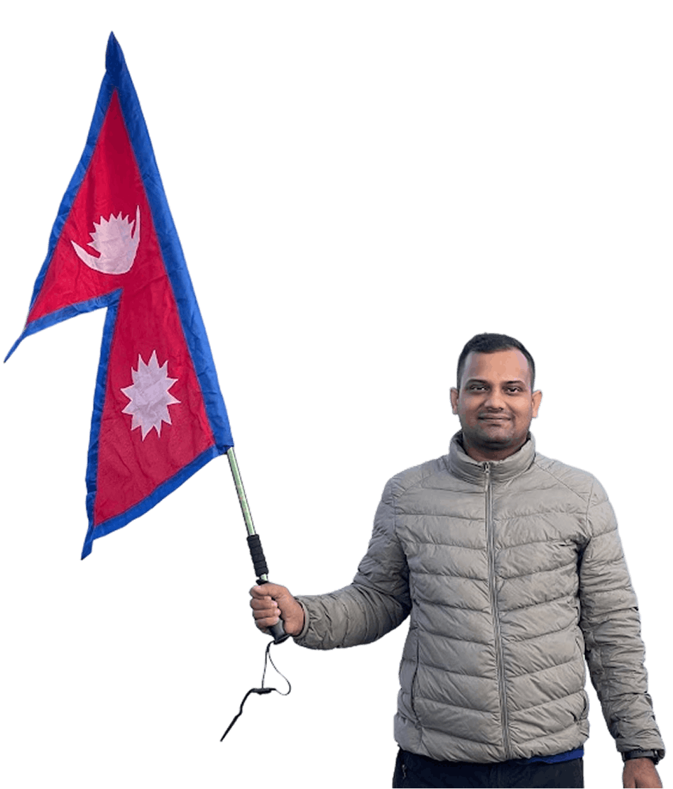 Doctor holding flag of Nepal